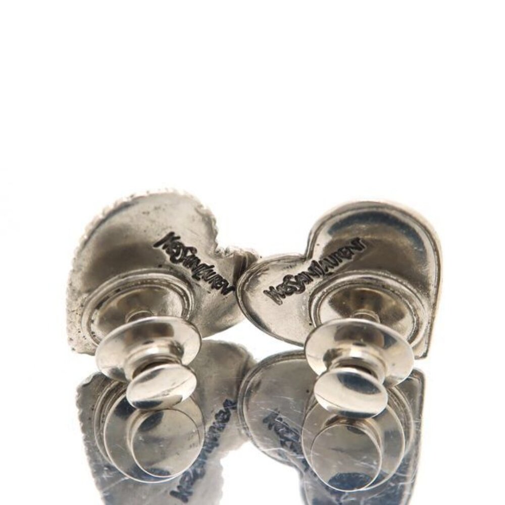 Yves Saint Laurent Pin Brooch 2 Pieces Tuck Pin Steampunk Heart Face Silver - Picture 3 of 9